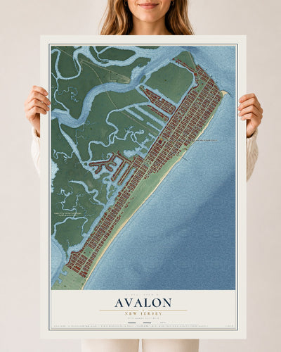 Avalon, New Jersey map print, 24" x 36" Archival Matte Print mockup
