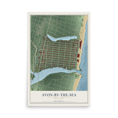 Avon-by-the-Sea, New Jersey map print, 12" x 18" Archival Matte Print mockup