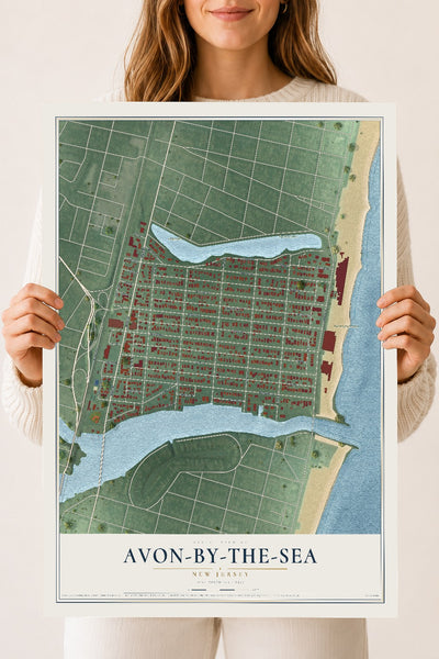 Avon-by-the-Sea, New Jersey map print, 18" x 24" Archival Matte Print mockup