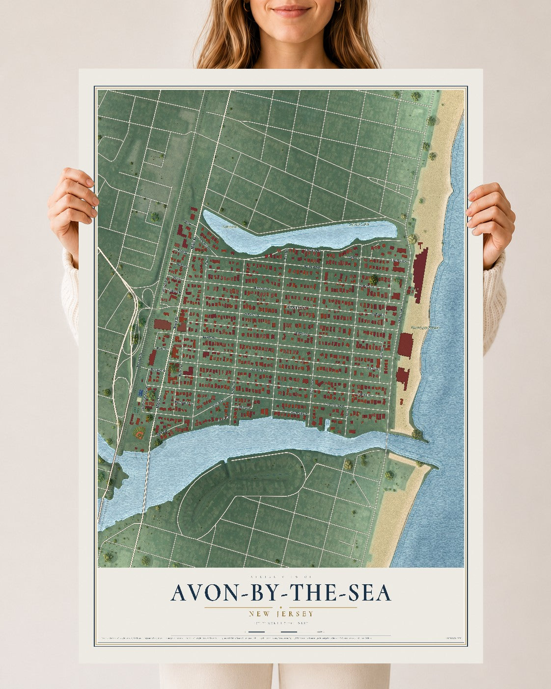 Avon-by-the-Sea, New Jersey map print, 24" x 36" Archival Matte Print mockup