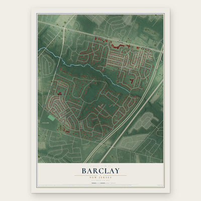 Barclay, New Jersey map print, the full design