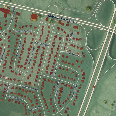 Close-up of the map of Barclay, New Jersey print showing street and building detail