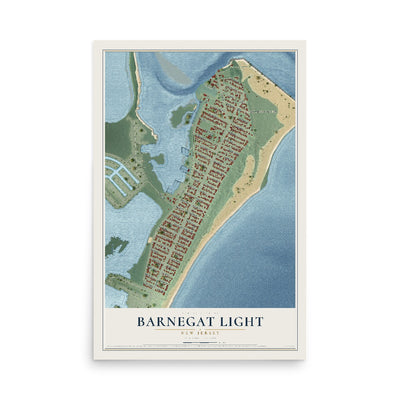 Barnegat Light, New Jersey map print, 12" x 18" Archival Matte Print mockup