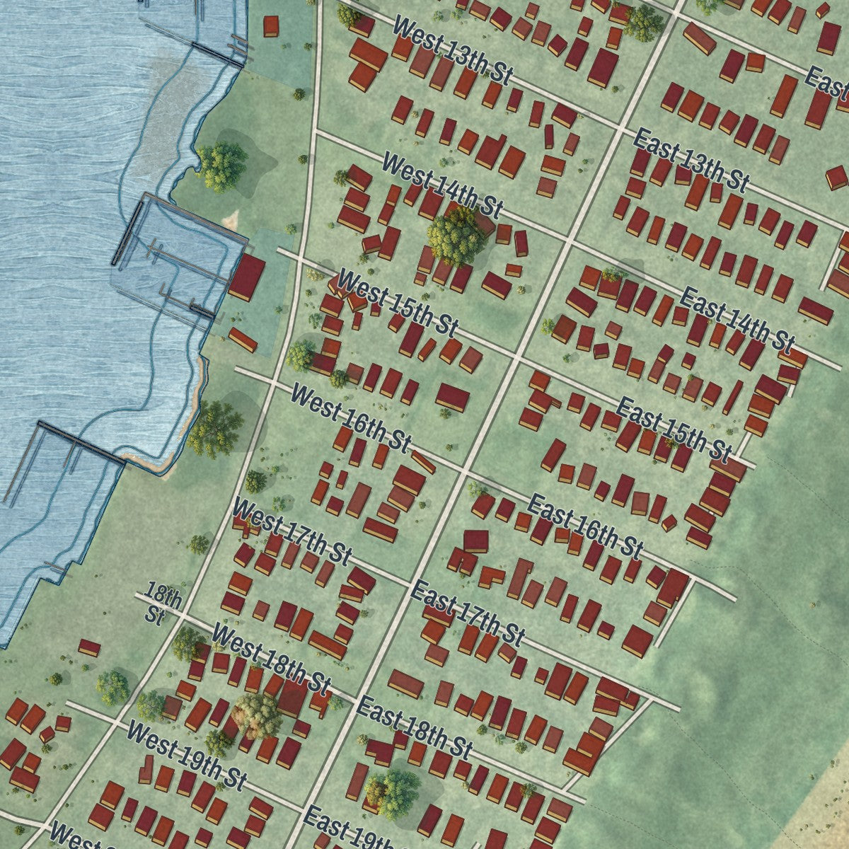 Close-up 1 of the Barnegat Light, New Jersey map artwork