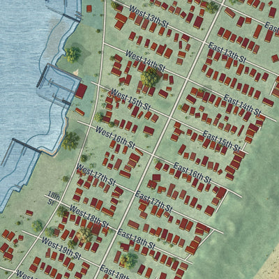 Close-up 1 of the Barnegat Light, New Jersey map artwork