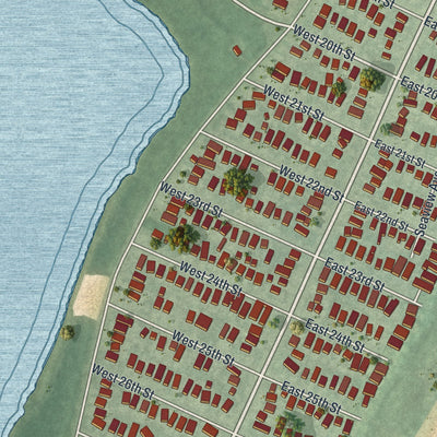 Close-up 2 of the Barnegat Light, New Jersey map artwork