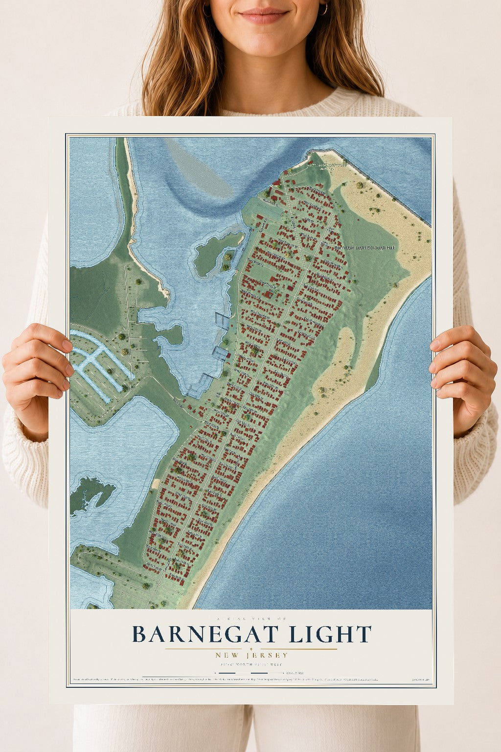 Barnegat Light, New Jersey map print, 18" x 24" Archival Matte Print mockup