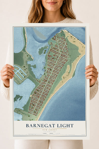 Barnegat Light, New Jersey map print, 18" x 24" Archival Matte Print mockup