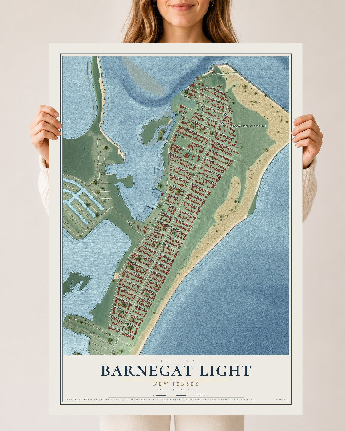Barnegat Light, New Jersey map print, 24" x 36" Archival Matte Print mockup