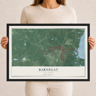 Barnegat, New Jersey map print, 12" x 18" W/ Black Ayous Wood Frame mockup