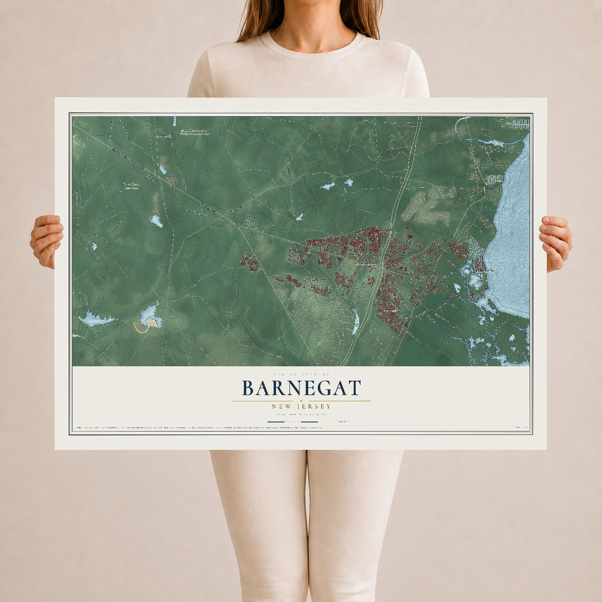 Barnegat, New Jersey map print, 24" x 36" Archival Matte Print mockup