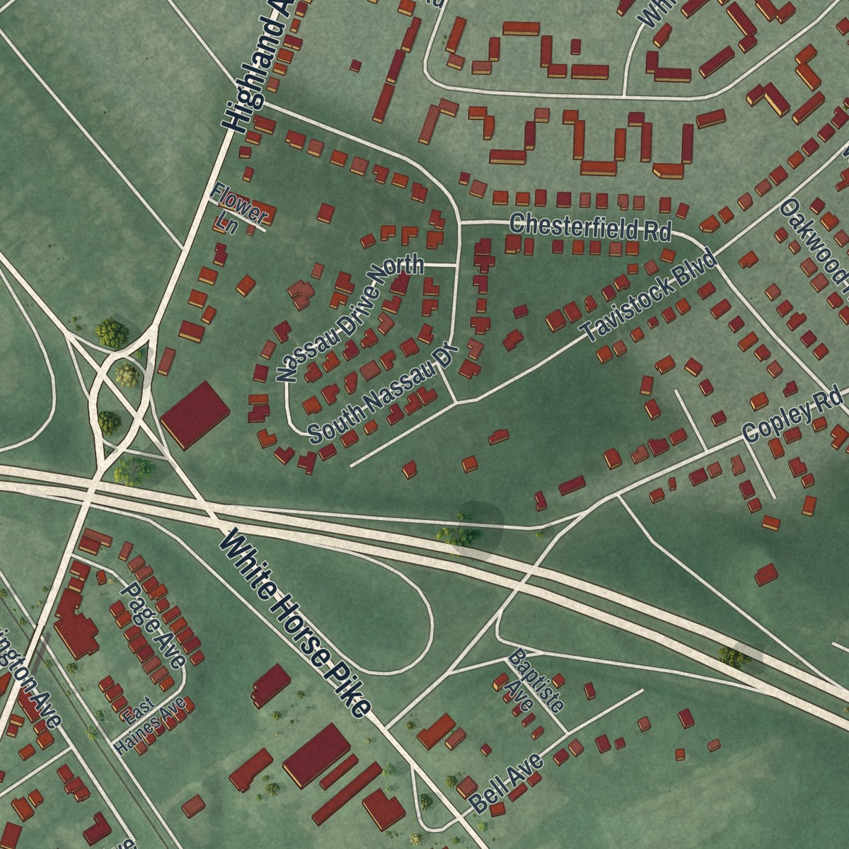 Close-up 2 of the Barrington, New Jersey map artwork