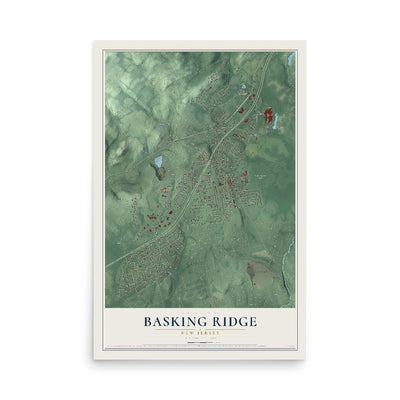 Basking Ridge, New Jersey map print, 12" x 18" Archival Matte Print mockup