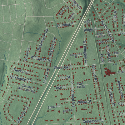 Close-up 1 of the Basking Ridge, New Jersey map artwork