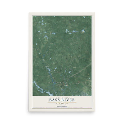Bass River, New Jersey map print, 12" x 18" Archival Matte Print mockup