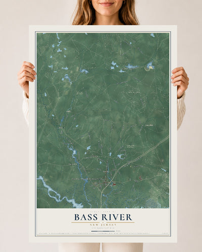 Bass River, New Jersey map print, 24" x 36" Archival Matte Print mockup