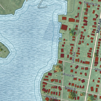 Close-up 2 of the Bay Head, New Jersey map artwork