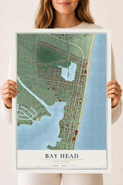 Bay Head, New Jersey map print, 18" x 24" Archival Matte Print mockup