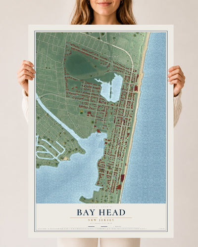 Bay Head, New Jersey map print, 24" x 36" Archival Matte Print mockup