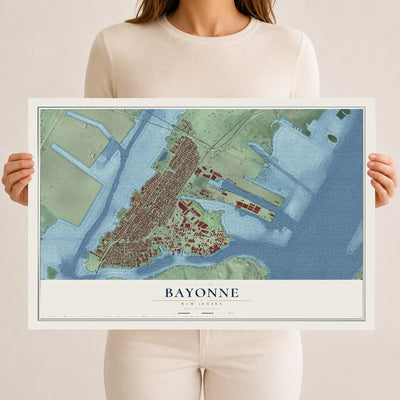 Bayonne, New Jersey map print, 12" x 18" Archival Matte Print mockup