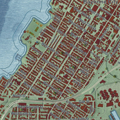 Close-up 1 of the Bayonne, New Jersey map artwork