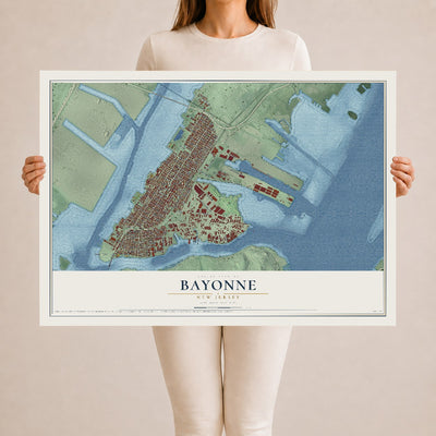 Bayonne, New Jersey map print, 24" x 36" Archival Matte Print mockup