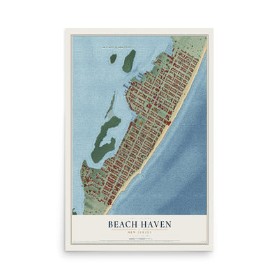 Beach Haven, New Jersey map print, 12" x 18" Archival Matte Print mockup