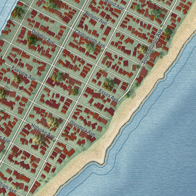Close-up 2 of the Beach Haven, New Jersey map artwork