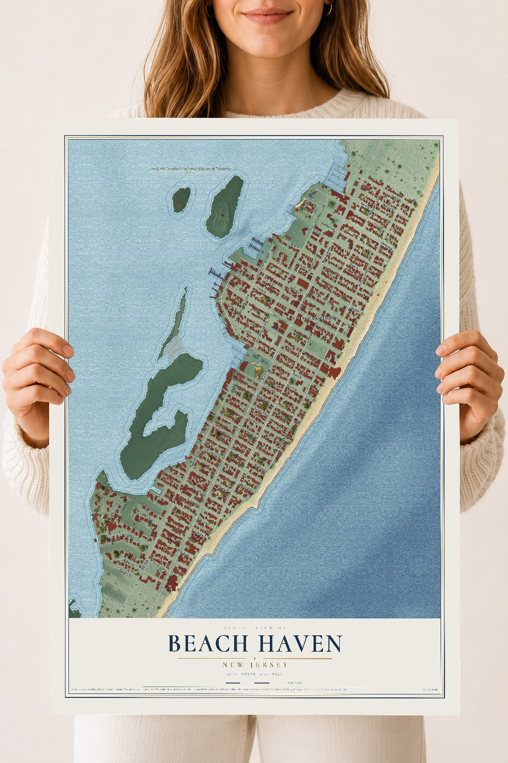 Beach Haven, New Jersey map print, 18" x 24" Archival Matte Print mockup