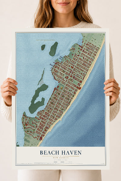 Beach Haven, New Jersey map print, 18" x 24" Archival Matte Print mockup