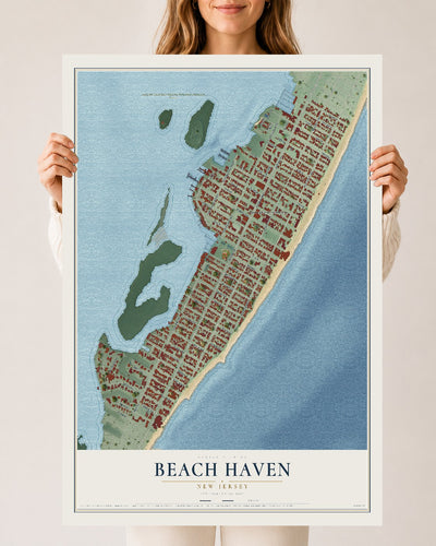 Beach Haven, New Jersey map print, 24" x 36" Archival Matte Print mockup