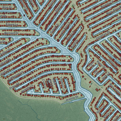 Close-up of the map of Beach Haven West, New Jersey print showing street and building detail