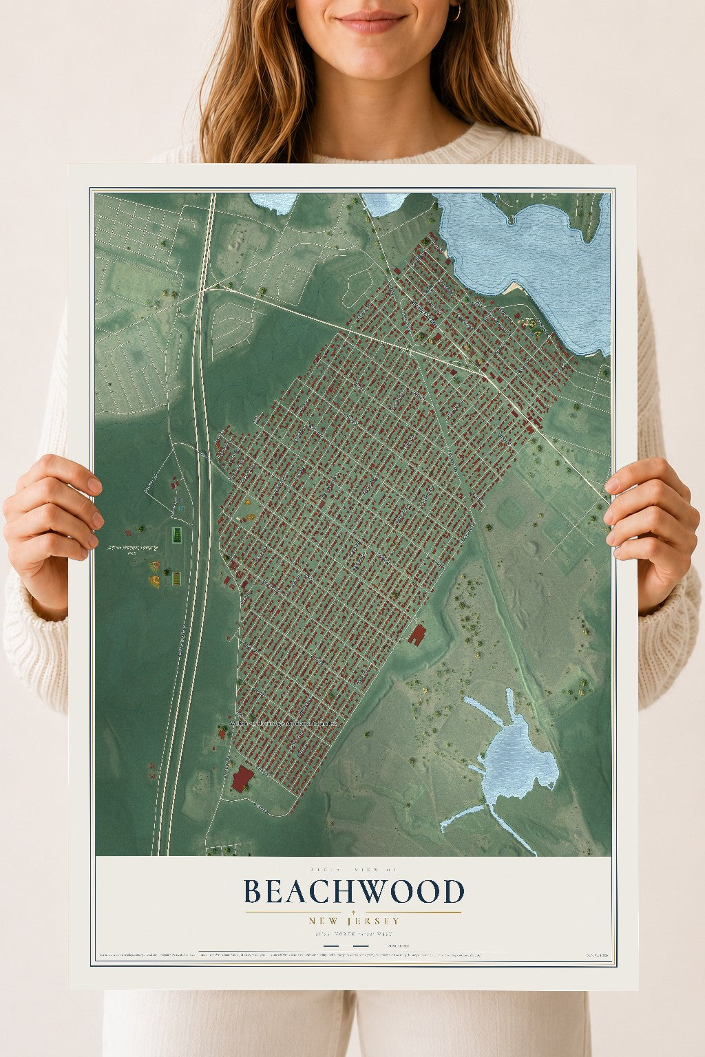 Beachwood, New Jersey map print, 18" x 24" Archival Matte Print mockup