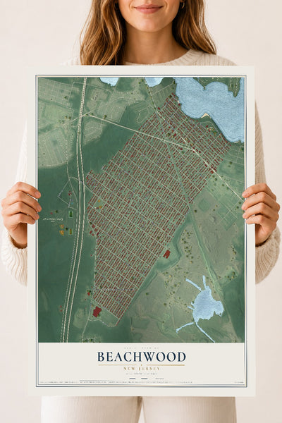 Beachwood, New Jersey map print, 18" x 24" Archival Matte Print mockup