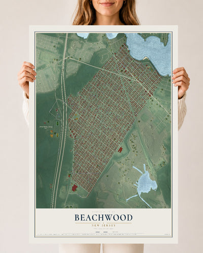 Beachwood, New Jersey map print, 24" x 36" Archival Matte Print mockup