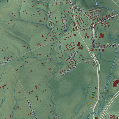 Close-up 2 of the Bedminster, New Jersey map artwork