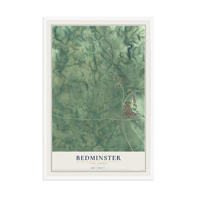 Bedminster, New Jersey map print, 12" x 18" W/ White Ayous Wood Frame mockup