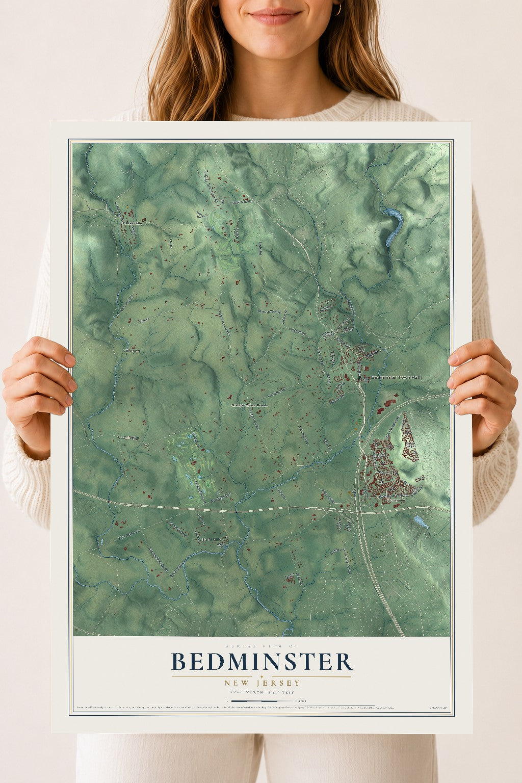 Bedminster, New Jersey map print, 18" x 24" Archival Matte Print mockup