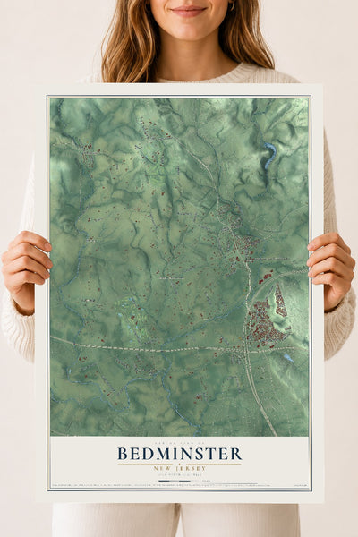 Bedminster, New Jersey map print, 18" x 24" Archival Matte Print mockup