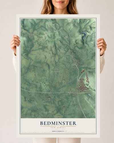 Bedminster, New Jersey map print, 24" x 36" Archival Matte Print mockup