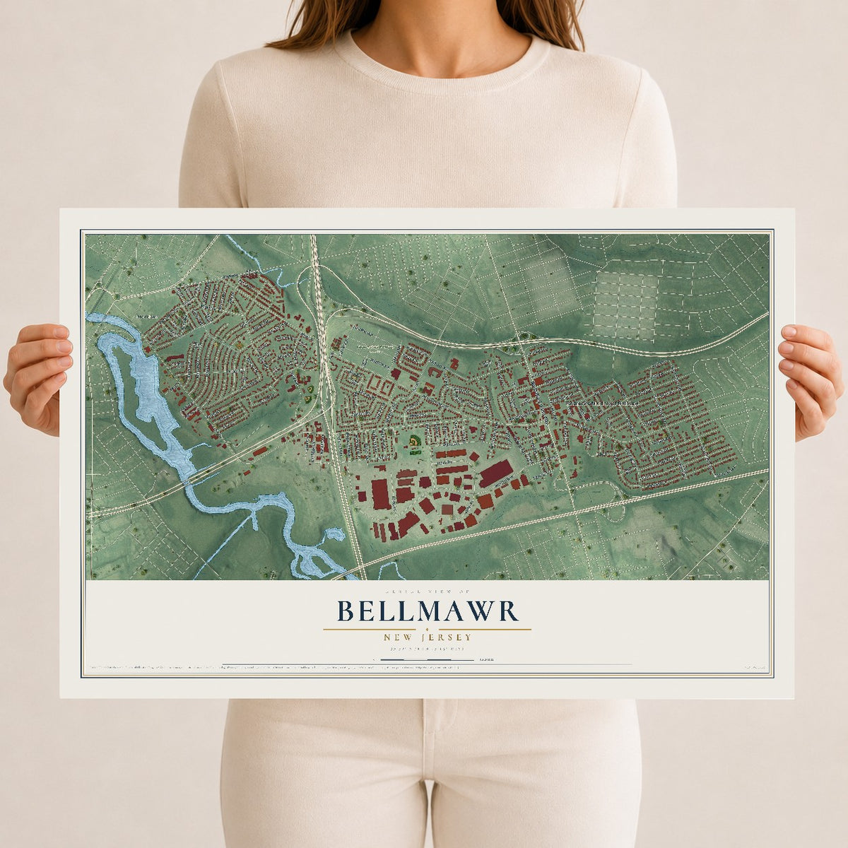 Bellmawr, New Jersey map print, 12" x 18" Archival Matte Print mockup