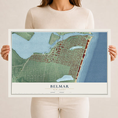 Belmar, New Jersey map print, 12" x 18" Archival Matte Print mockup