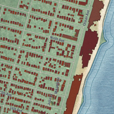 Close-up 1 of the Belmar, New Jersey map artwork