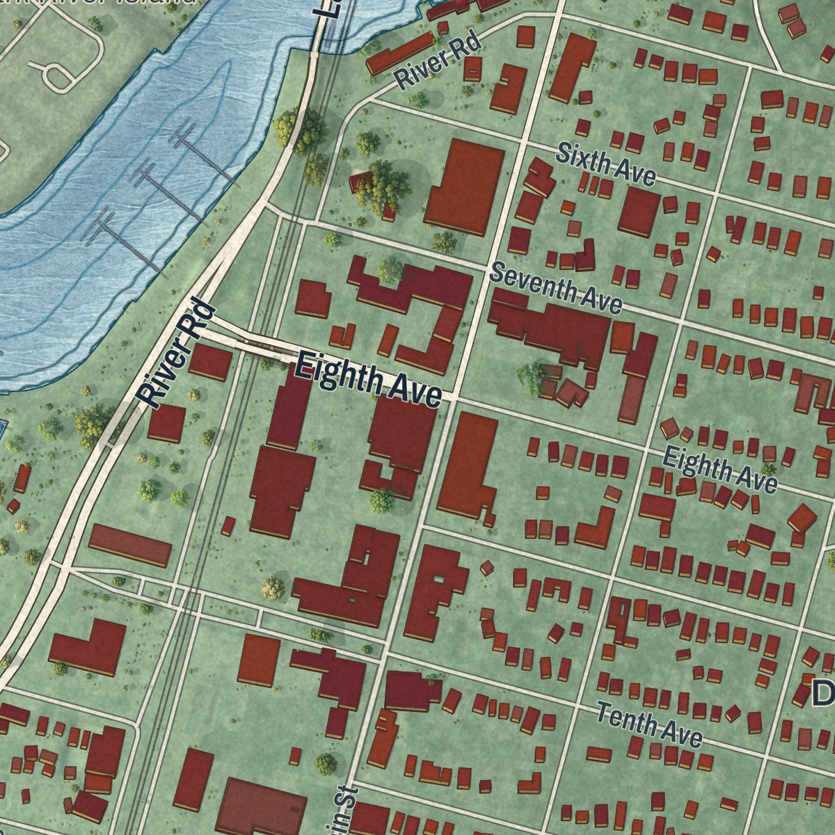 Close-up 2 of the Belmar, New Jersey map artwork