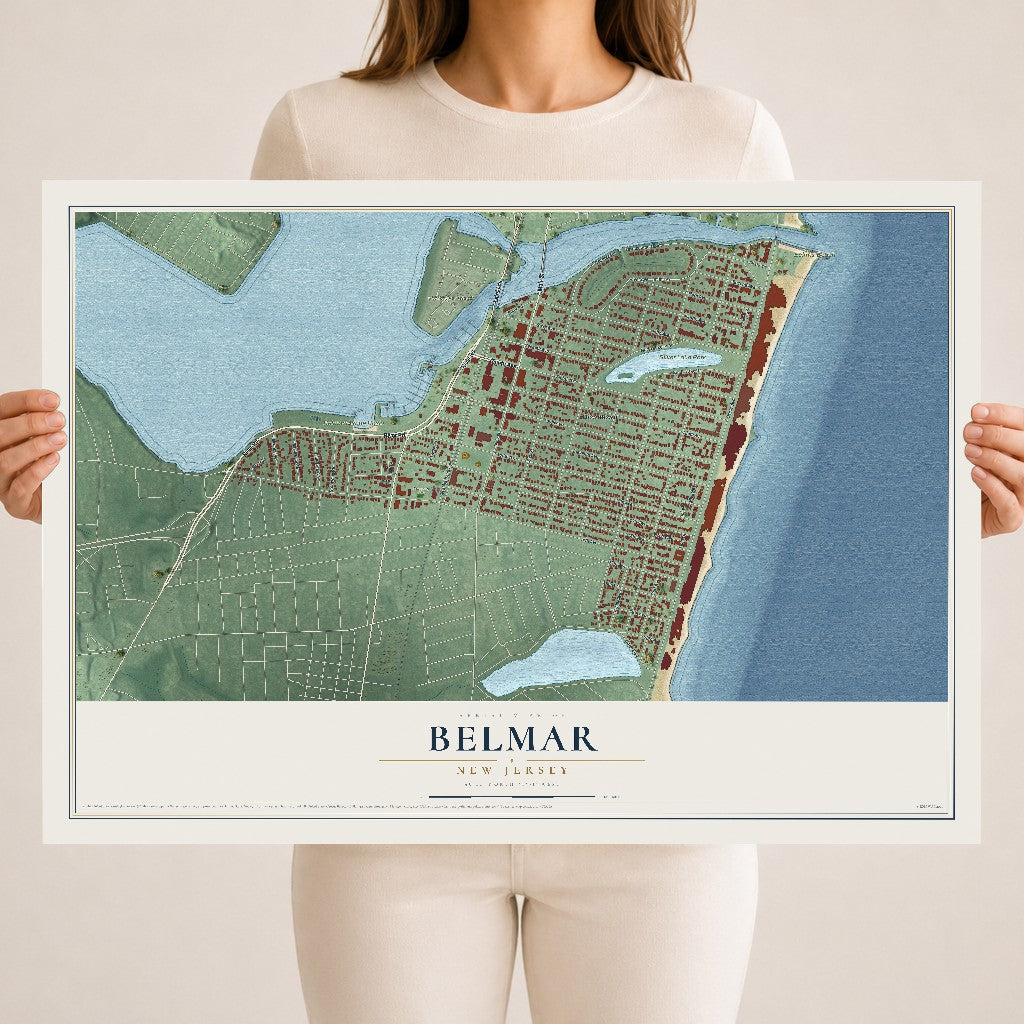 Belmar, New Jersey map print, 18" x 24" Archival Matte Print mockup