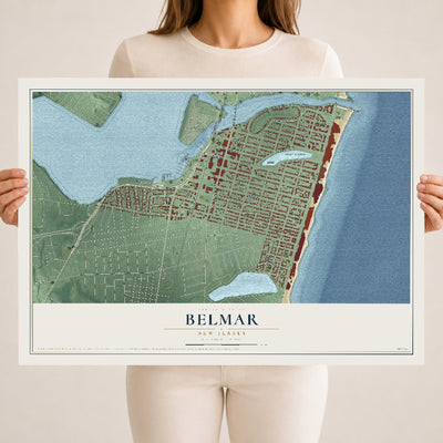 Belmar, New Jersey map print, 18" x 24" Archival Matte Print mockup