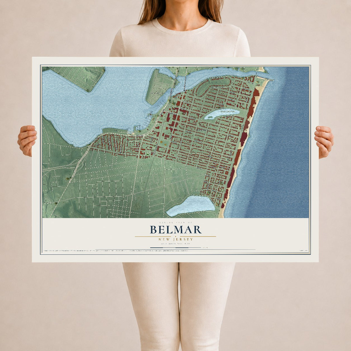 Belmar, New Jersey map print, 24" x 36" Archival Matte Print mockup