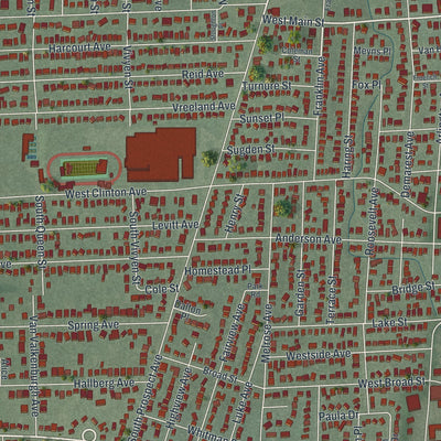Close-up 1 of the Bergenfield, New Jersey map artwork