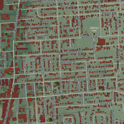 Close-up 2 of the Bergenfield, New Jersey map artwork