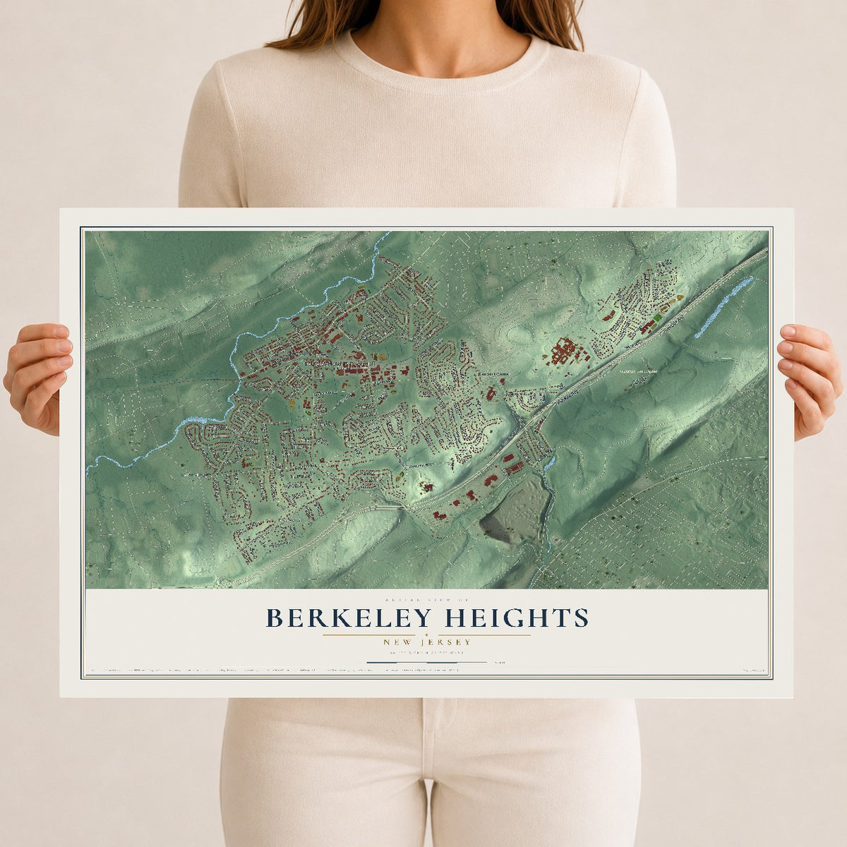 Berkeley Heights, New Jersey map print, 12" x 18" Archival Matte Print mockup